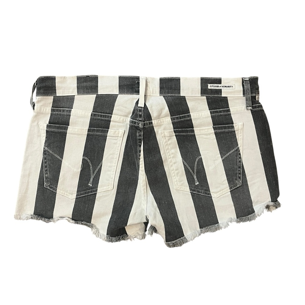 Citizens Of Humanity Striped Black & White Denim Cutoff Shorts 29 - Picture 2 of 5
